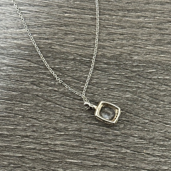 WHITE CRYSTAL EMERALD PENDANT NECKLACE - Picture 6 of 7